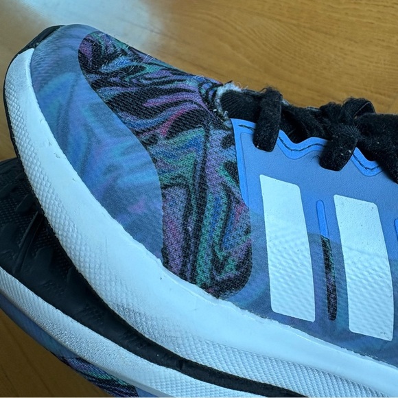 Adidas Fortarun 2.0 Sneakers Kids black blue camo shoes toddler girls size 13 - Picture 8 of 12